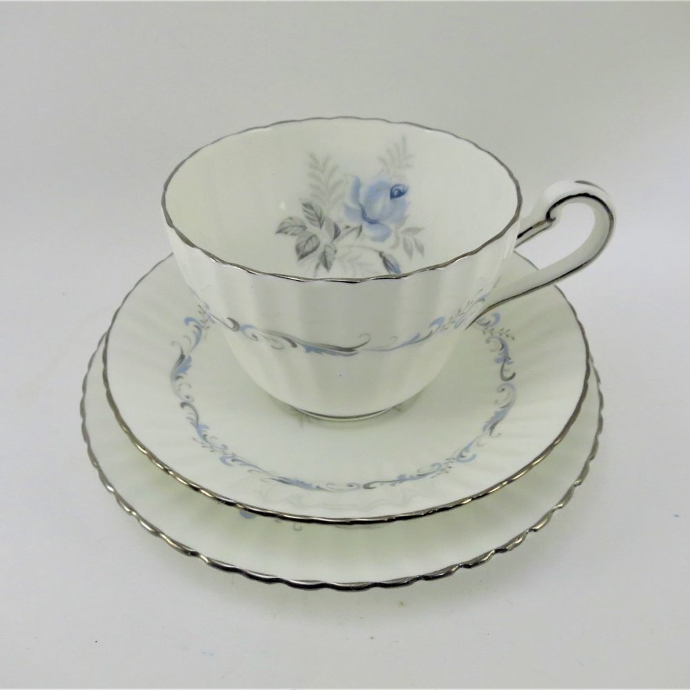 8 Piece Paragon Morning Rose (2) Teacup Trios with Creamer and Sugar Bowl